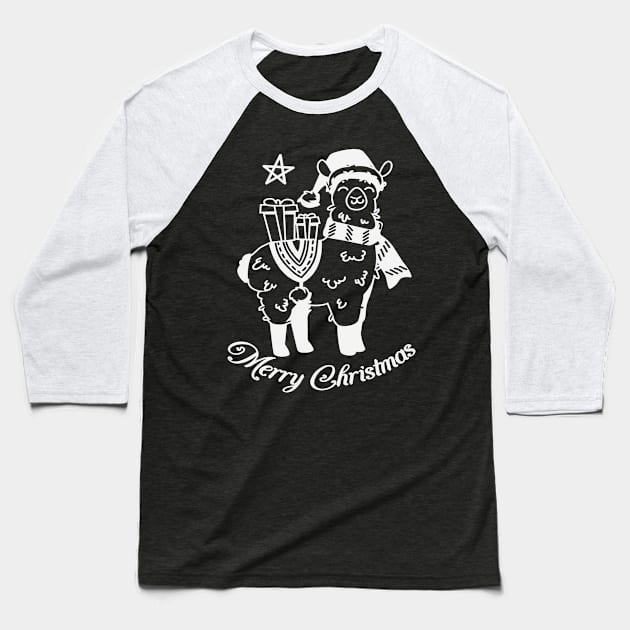 Merry Christmas Llama Baseball T-Shirt by Animal Specials